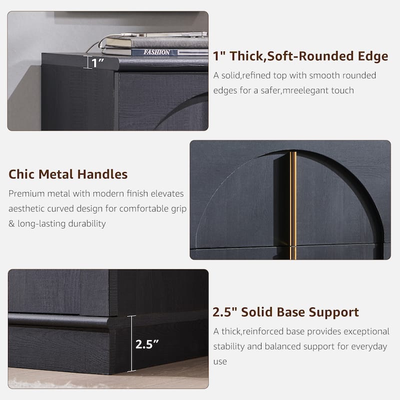 Buffet Cabinet with Arched Doors, Wood Sideboard with Adjustable Shelf