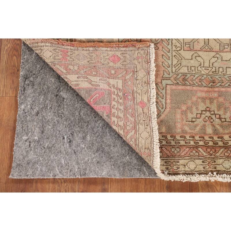 Animals Tribal Meshkin Persian Vintage Runner Rug Handmade Wool Carpet - 3'9"x 10'9"