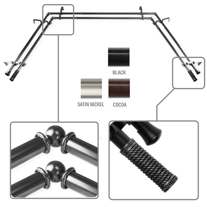 InStyleDesign Yarn 13/16" Double Bay Window Curtain Rod