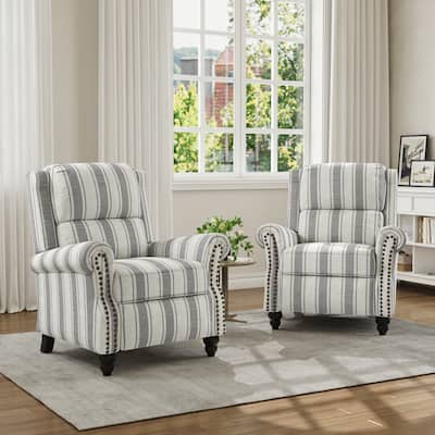 Mid-Century Nailhead PU Leather Linen Recliner