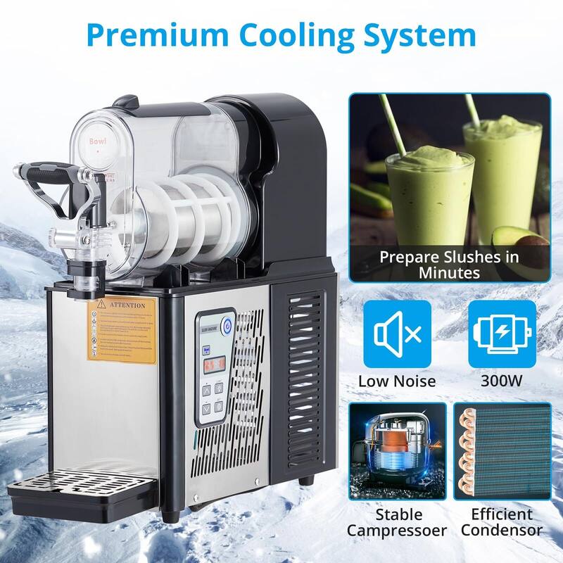 Commercial Slushie Machine - 0.8 Gal Self-Cleaning