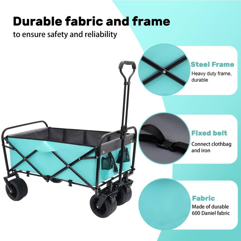 440 lb Collapsible Floral Wagon Cart with 360° Swivel Wheels