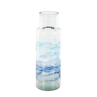 Recycled Glass Abstract Ombre Decorative Vase - Blue - Roche River Decor