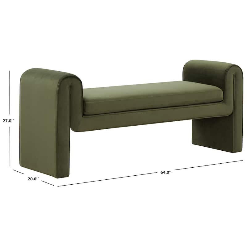 SAFAVIEH Couture Garth Velvet Bench - 64Wx20Dx27H - Forest Green