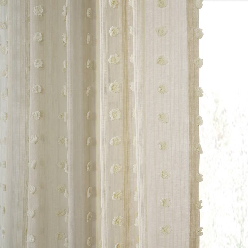 Exclusive Fabrics Strasbourg Dot Patterned Faux Linen Sheer Curtain (1 Panel)