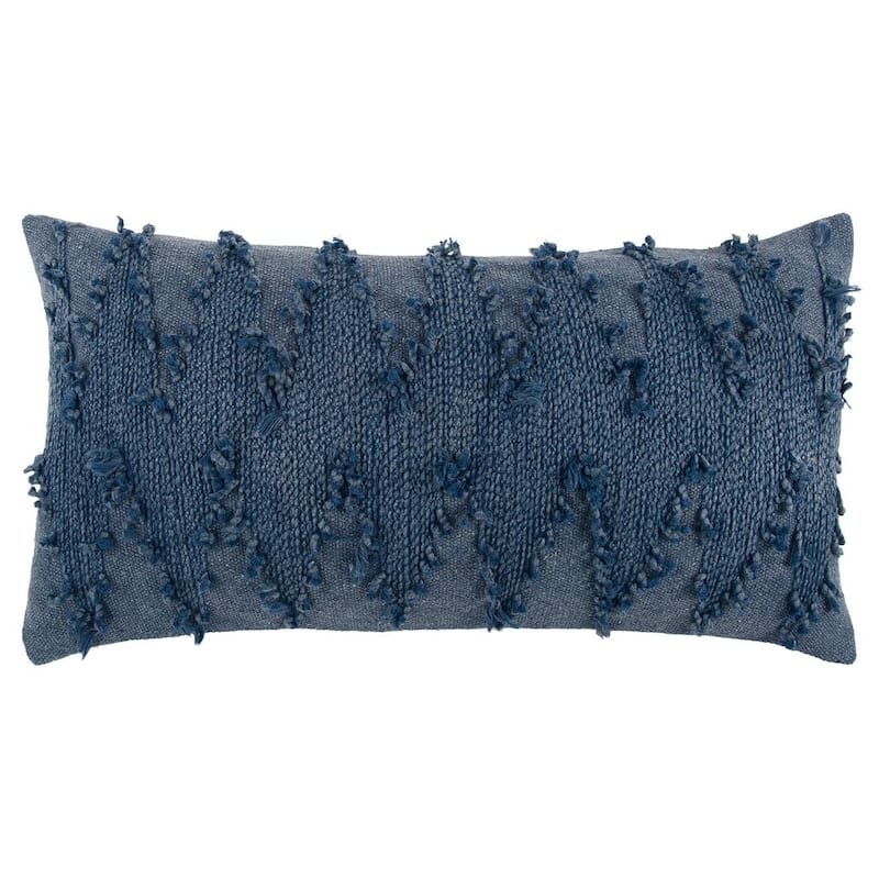 Rizzy Home Indigo Blue Frayed Chevron Throw Pillow