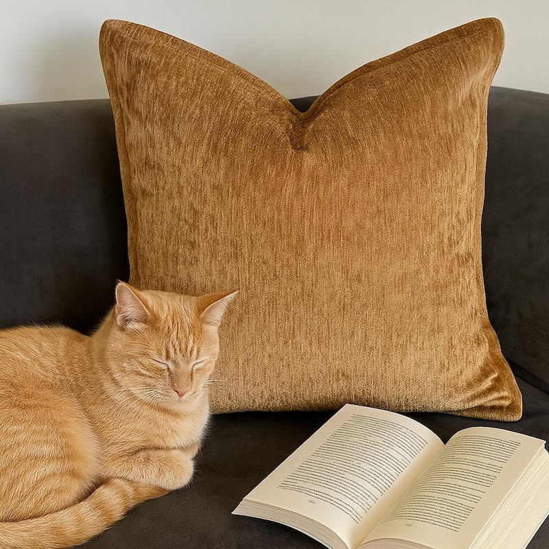 Velvet Throw Pillow - Luxe Mocha Shine with a Soft, Glimmering Finish