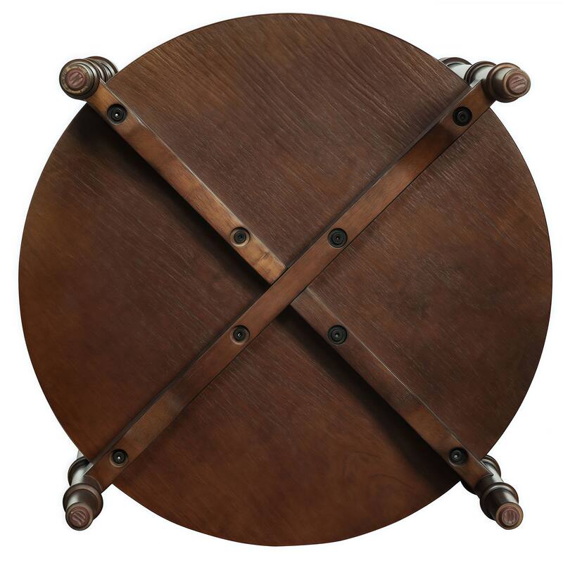 Modern Round Glass End Table – Dual-Level Design with Decorative Wooden Shelf