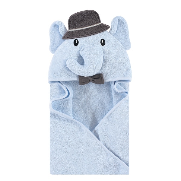 slide 1 of 1, Hudson Baby Infant Boy Cotton Animal Face Hooded Towel, Blue Charcoal Elephant, One Size - Blue Charcoal Elephant - One Size One Size - Blue Charcoal Elephant