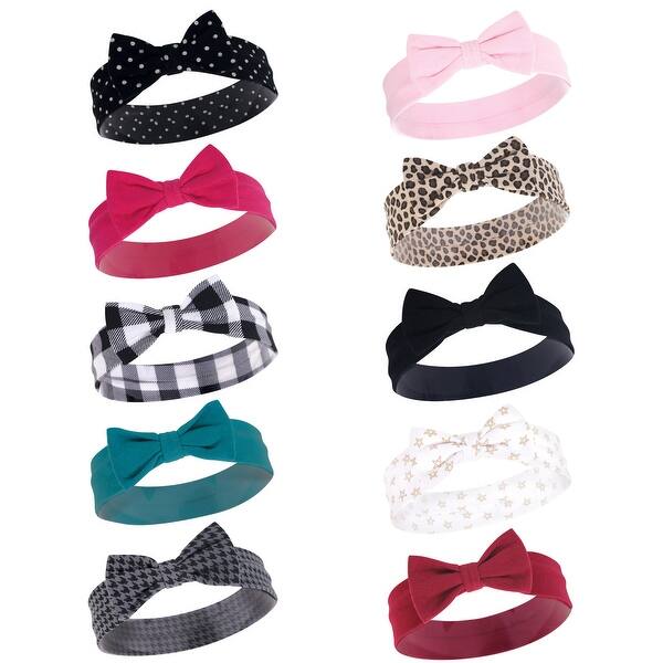 slide 1 of 1, Hudson Baby Infant Girl Cotton Headbands 10pk, Fashion Prints, 0-24 Months - Fashion Prints Fashion Prints - 0-24 Months