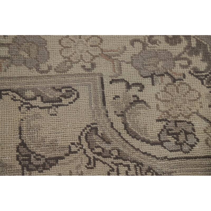 Hand Knotted Oriental 100% Wool Carpet Traditional Floral Beige & Ivories Tabriz Area Rug - 12' 4'' X 9' 10''