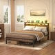 preview thumbnail 15 of 94, Farmhouse Wood Platform Bed Frame with Charged Station and LED Lights
