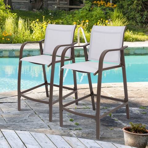 Crestlive Products Outdoor Counter Height Bar Stools 2 PCS Set - 21.7"W x 25.6"D x 43.7"H