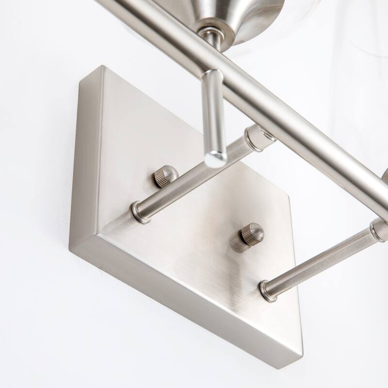 4 Lights Armed Sconce Vanity Lights with Glass Shade, Brushed Nickel
