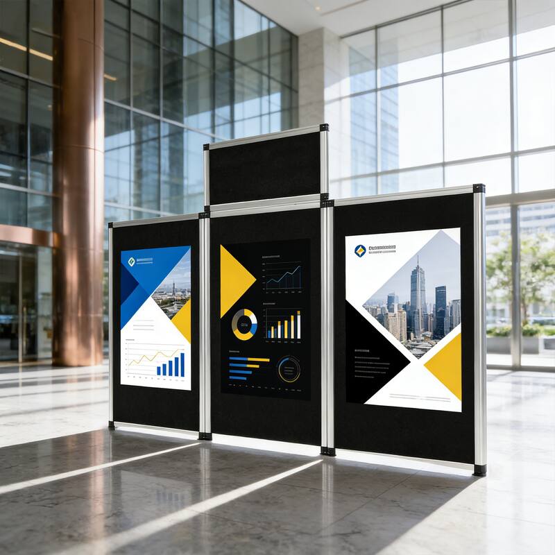 Foldable 3+1 Bulletin Board, Aluminum Foldable Display Board