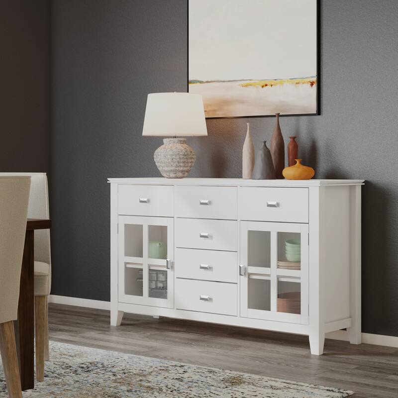 WYNDENHALL Stratford Solid Wood Transitional Sideboard Buffet - 54 inch Wide - White