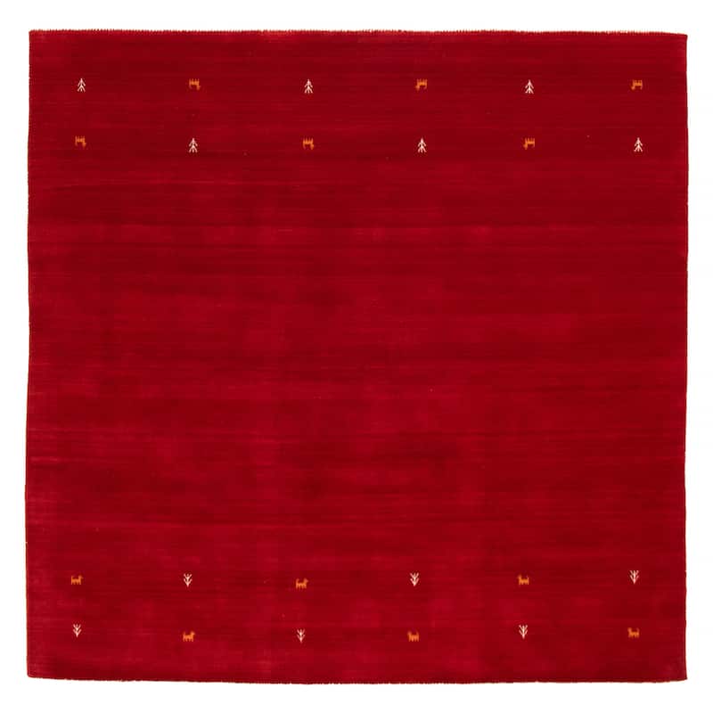 Kashkuli Gabbeh Red Rug 8'1" x 8'1" - 8'1 x 8'1 - Red - 8'1 x 8'1