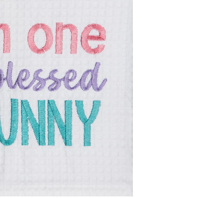 "I'm One Blessed Bunny" Easter Rabbit Embroidered Cotton Waffle Weave Kitchen Dishtowel