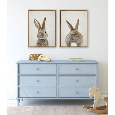Kate and Laurel Sylvie Bunny Framed Canvas By Amy Peterson - Natural