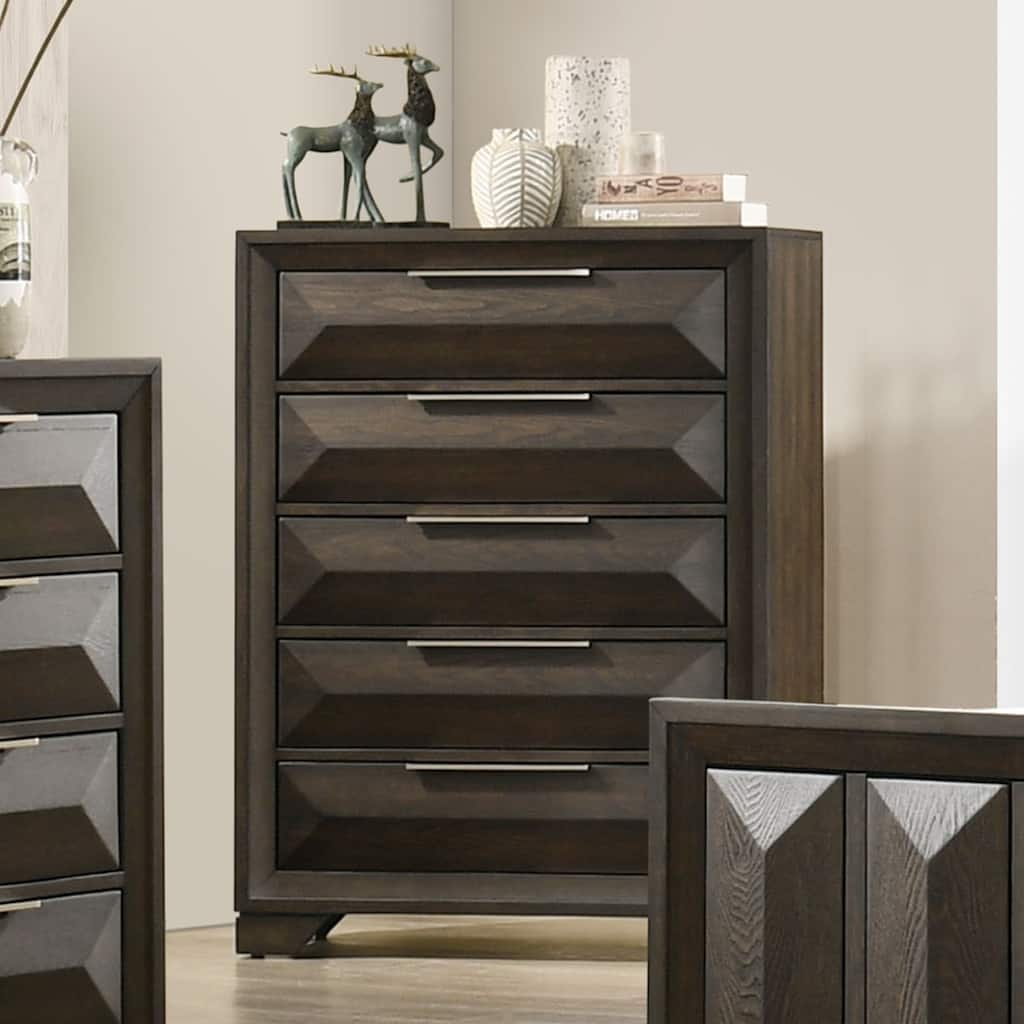 Furniture of America Uppon Transitional Espresso Wood 5-Drawer Chest