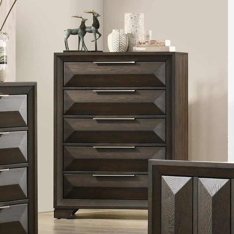 Furniture of America Uppon Espresso Wood 6-Piece Panel Bedroom Set