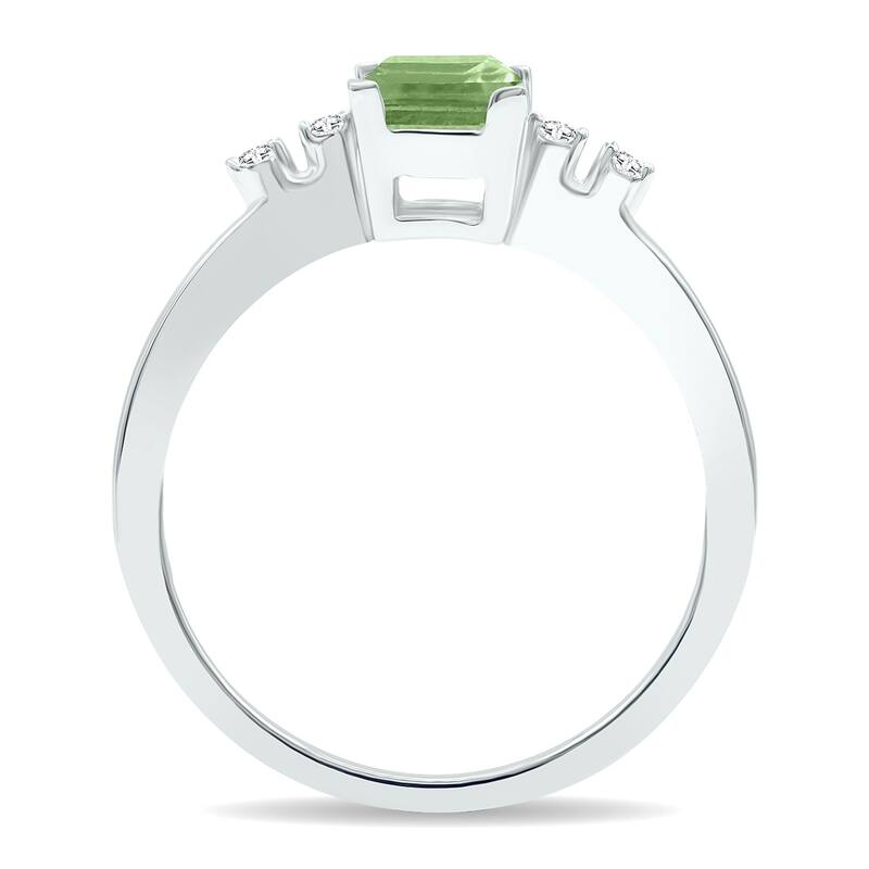 Women's Green Amethyst and Diamond Sparkle Ring in 10K White Gold