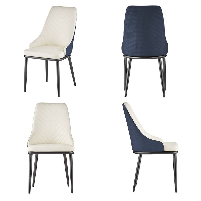 Faux Leather Upholstered Dining Chairs with Woven Back, Set of 2 - 18.11"W x 21.26"D x 36.61"H
