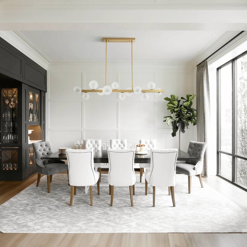 12-Light Modern Linear Cluster Chandelier with Frosted Glass Globes, Mid-Century Modern Pendant Light