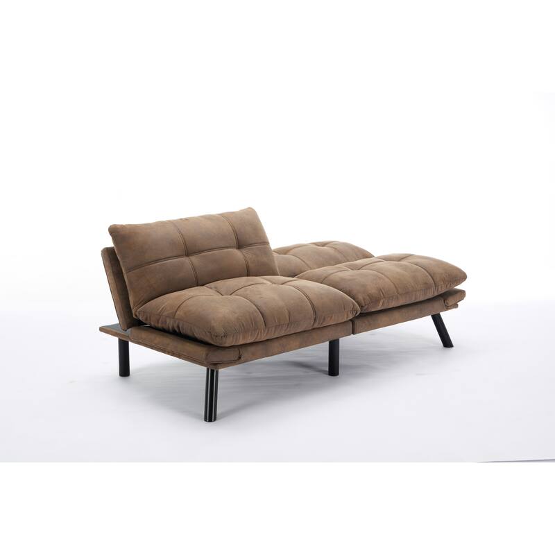 70.87" Leather-Look Convertible Sofa Bed, Adjustable Backrest