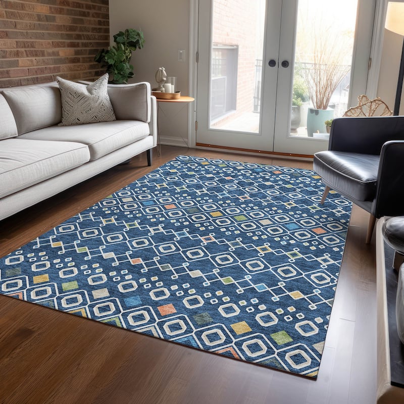 Machine Washable Indoor/ Outdoor Global Contempory Chantille Rug