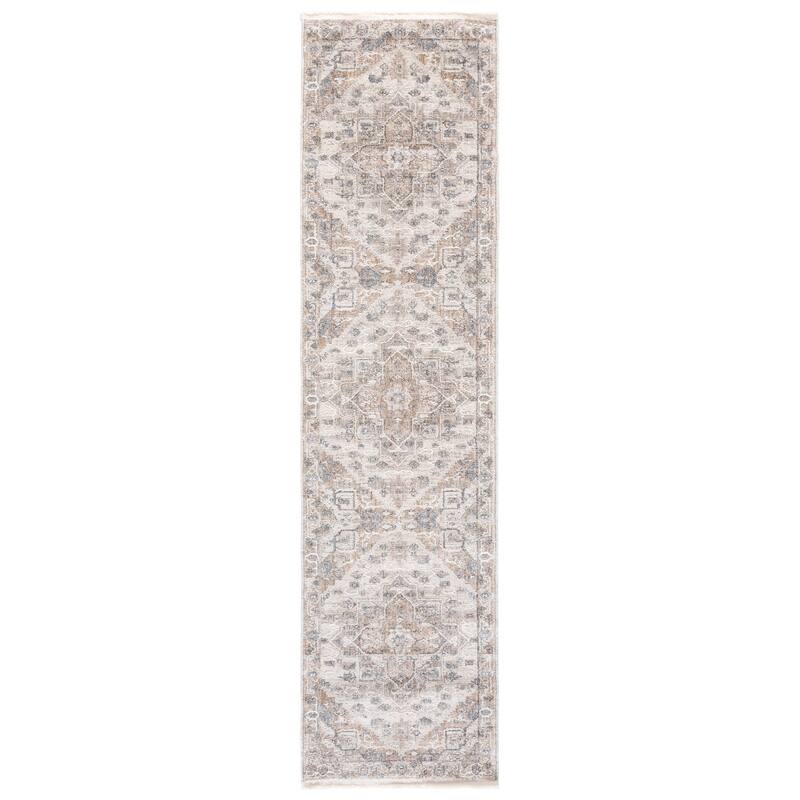 SAFAVIEH Kendal Verzhinia Traditional Rug - 2' x 8' Runner - Grey/Ivory Beige