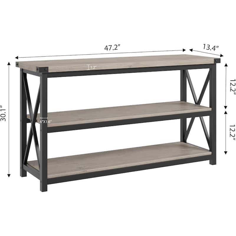 47.2" 3 Tier Narrow Entryway Table, Console Table with Metal Frame