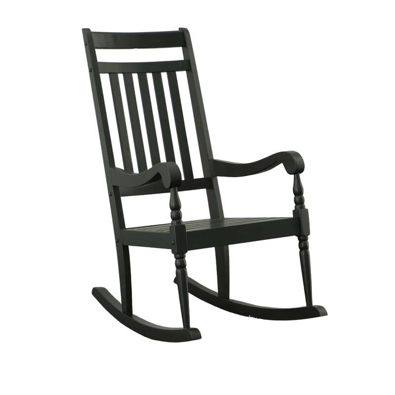 Wooden Slat Outdoor Patio Rocker Chair - 45" - Black