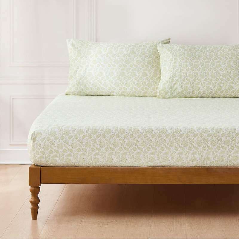 Lush Decor Floral Jacobean Sage Cotton Sheet Set