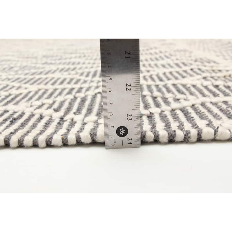 ECARPETGALLERY Braid weave Sienna Grey Wool Rug - 6'0 x 8'11