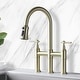 preview thumbnail 1 of 20, Transitional Bridge Kitchen Faucet with Pull-Down Sprayhead, Double Handle Kitchen Sink Faucet