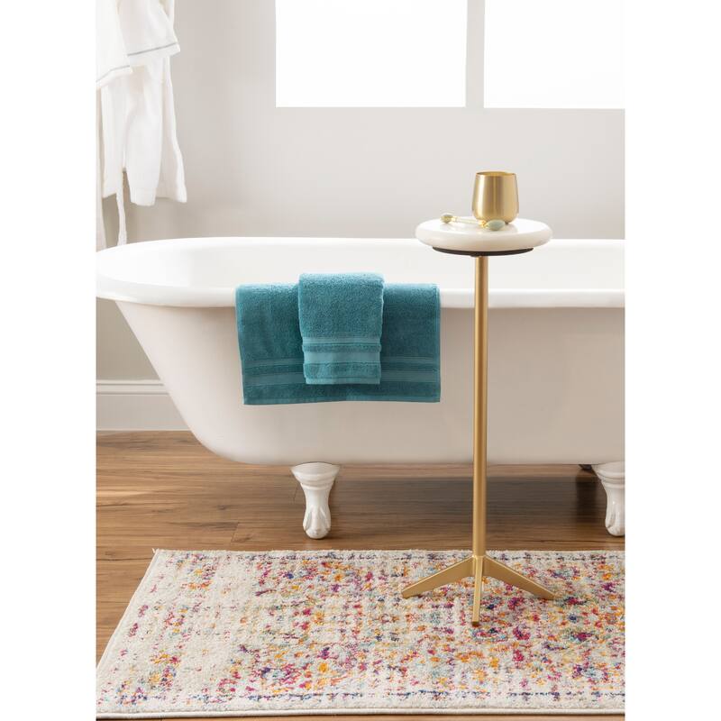 Linon Emily White Marble Glam Drink End Table