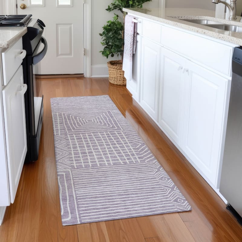 Premium Washable Super Soft Geo Motif Mayfield Rug - Lavender - 2'3" x 7'6"
