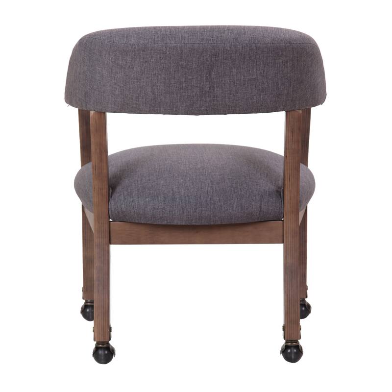 Anna Captain Chair, Driftwood Finish, Hooded Brass Casters, Gray Linen