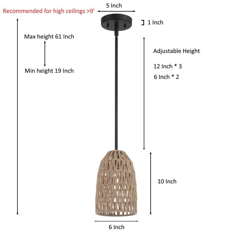 Acroma - 1 Light Rope Dimmable Single Dome Pendant