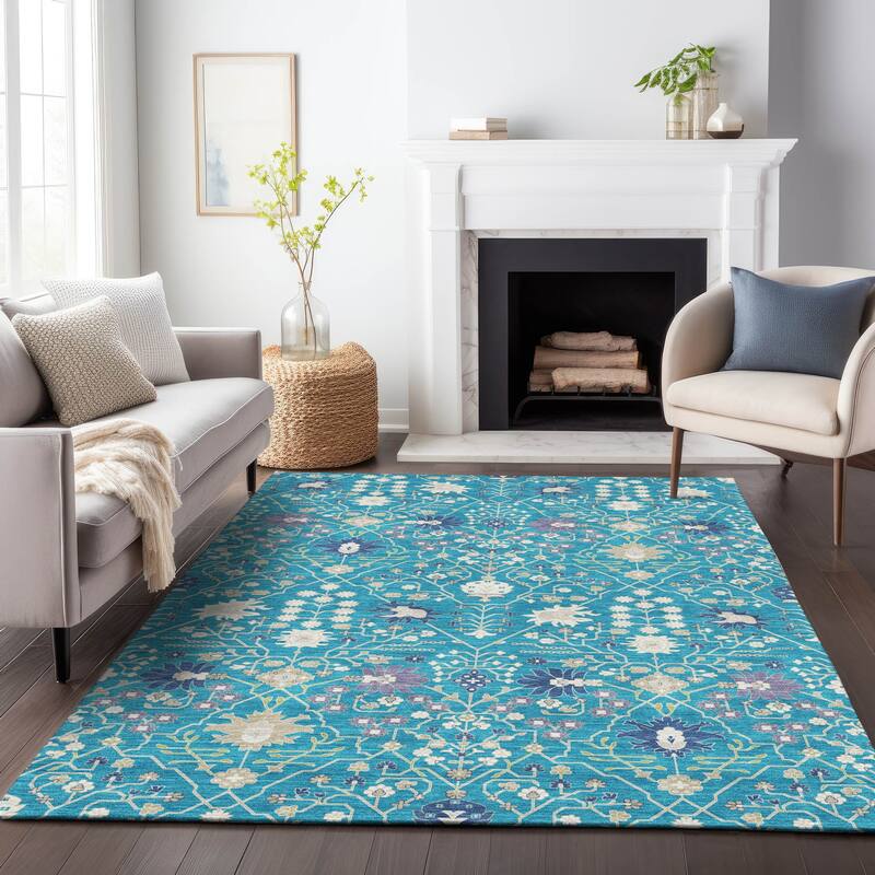 Machine Washable Indoor/ Outdoor Global Traditional Chantille Rug