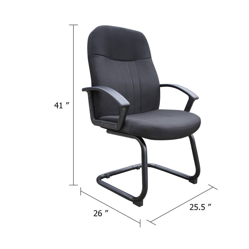 Qien Mid-Back Guest Chair, Steel Cantilever Base, Black Crepe Fabric