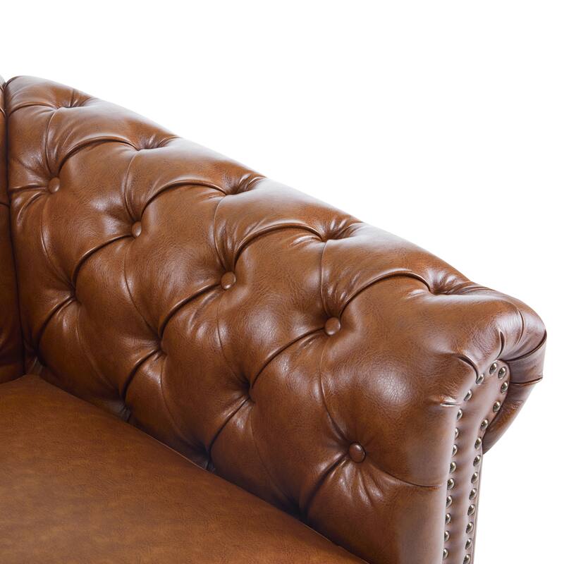 Roomfitters Chesterfield Swivel Club Chair, Tufted Accent Armchair for Living Room
