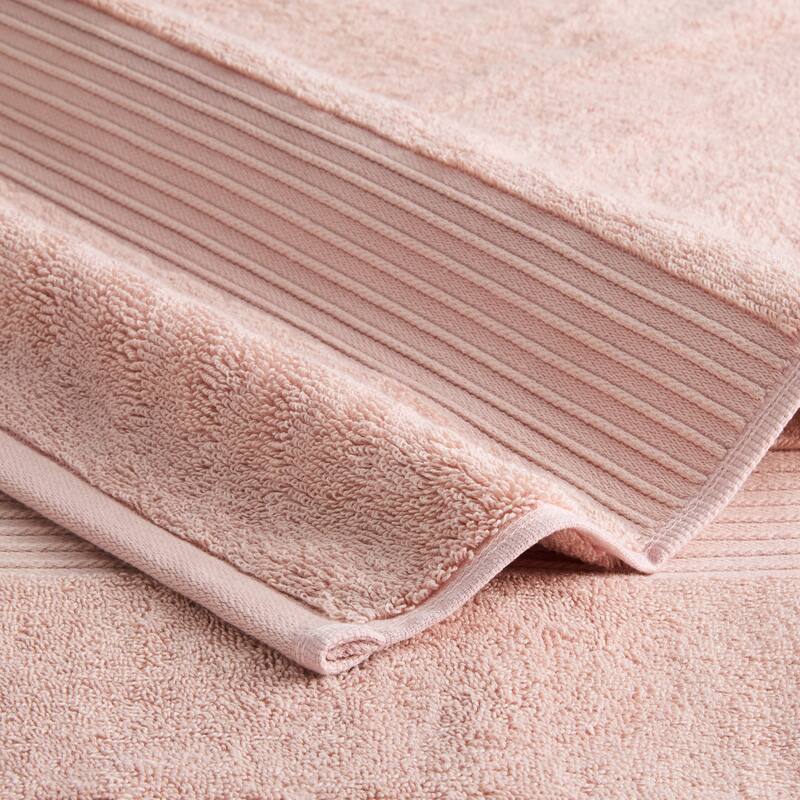 TOWN & COUNTRY EVERYDAY 4-Piece Solid Dobby Border Bath Towel Set - 30"x58"