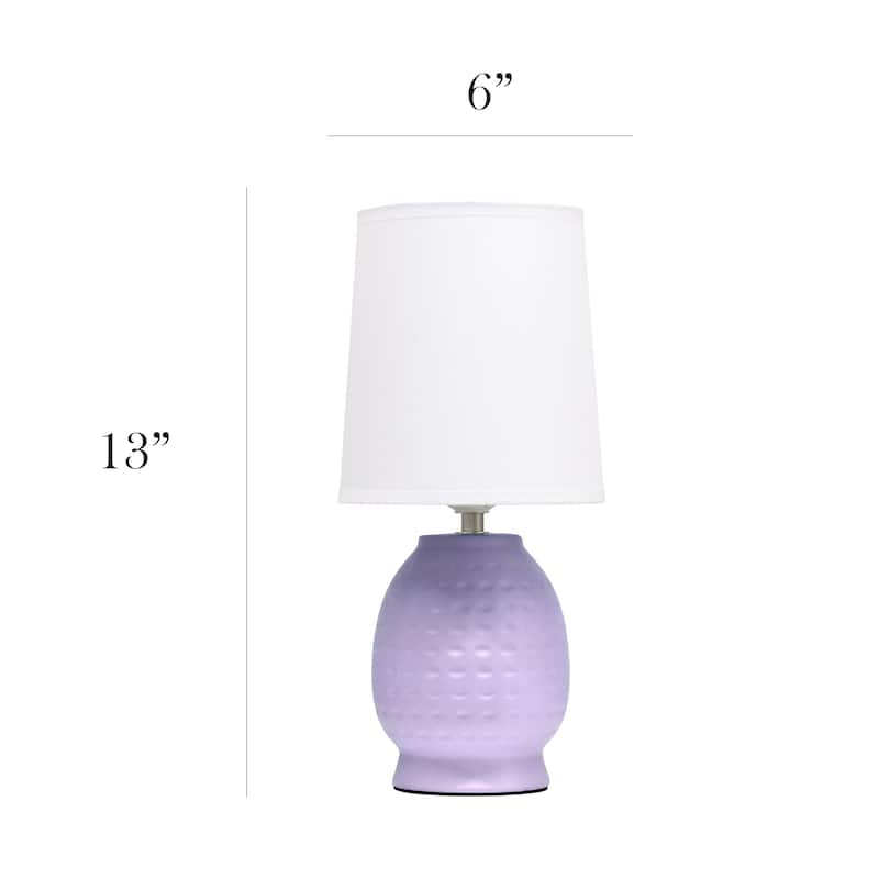 Ceramic Table Lamp with Fabric Shade for Small Spaces - 6 x 6 x 13 in. (L x W x H)