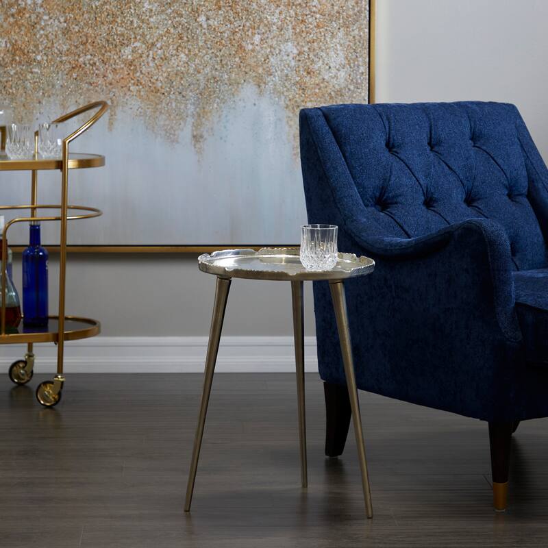 Black, Silver or Gold Aluminum Accent Table with Tray Top - 16.10W x 15.45L x 21.40H - Silver