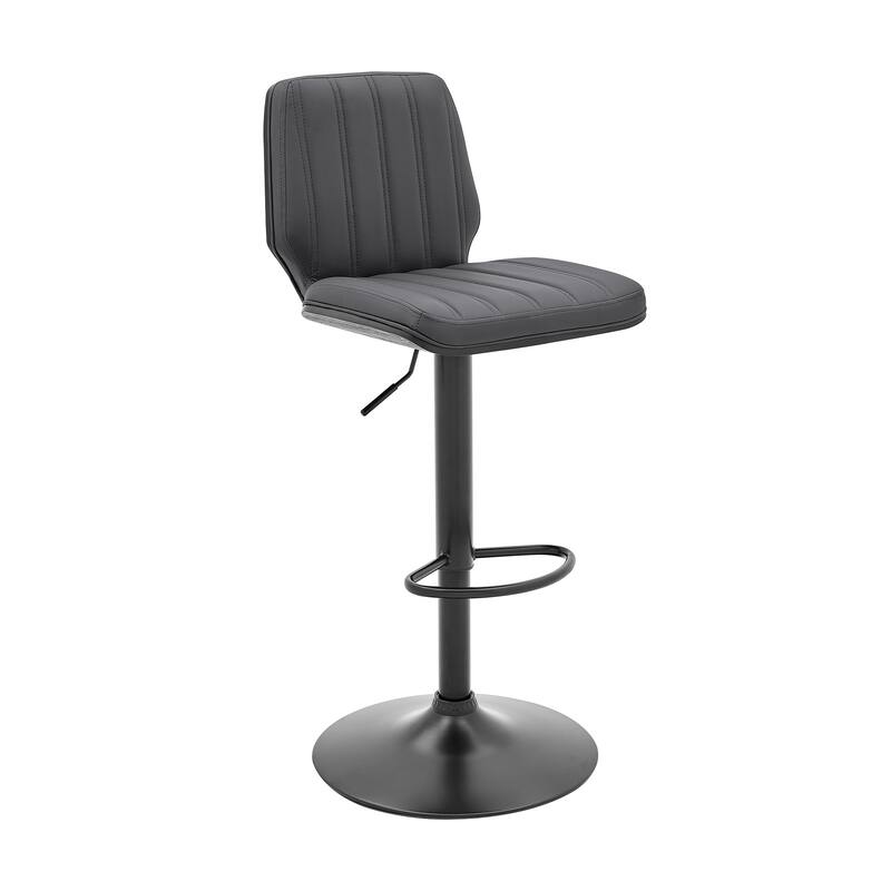 Sabine Black or Walnut Wood and Faux Leather Adjustable Height Bar Stool