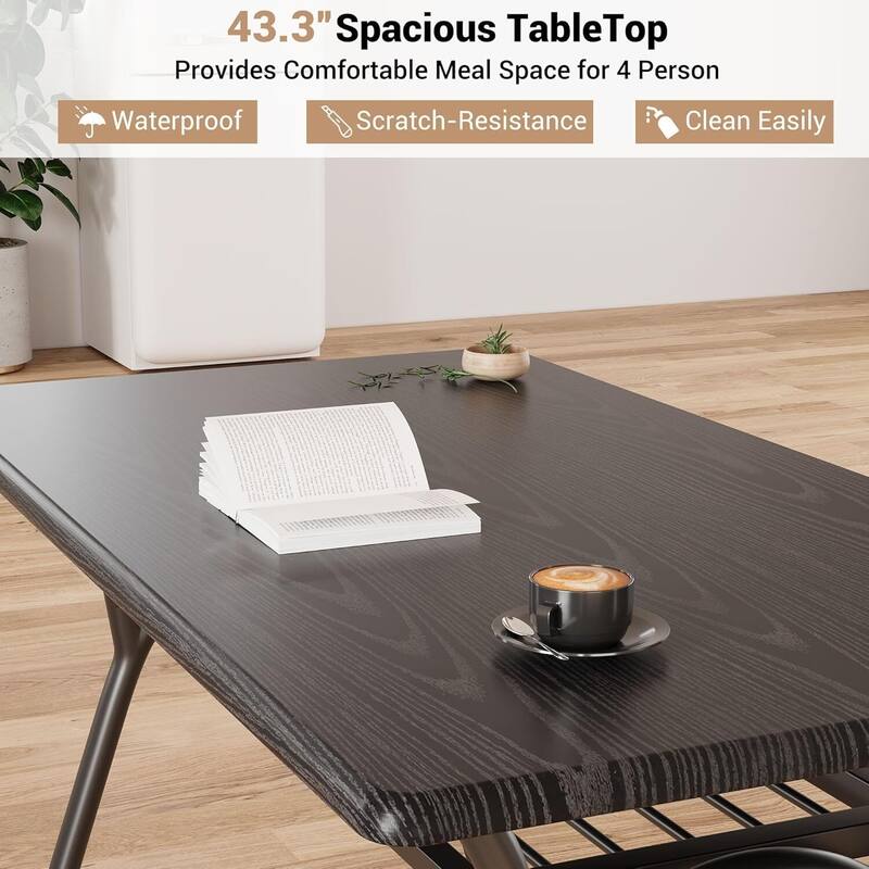 Dining Table Set for 4, with 4 Boucle Chairs and Storage Rack