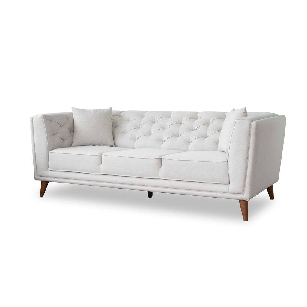 Milano Mid-Century Modern Tufted Back Microfiber Sofa