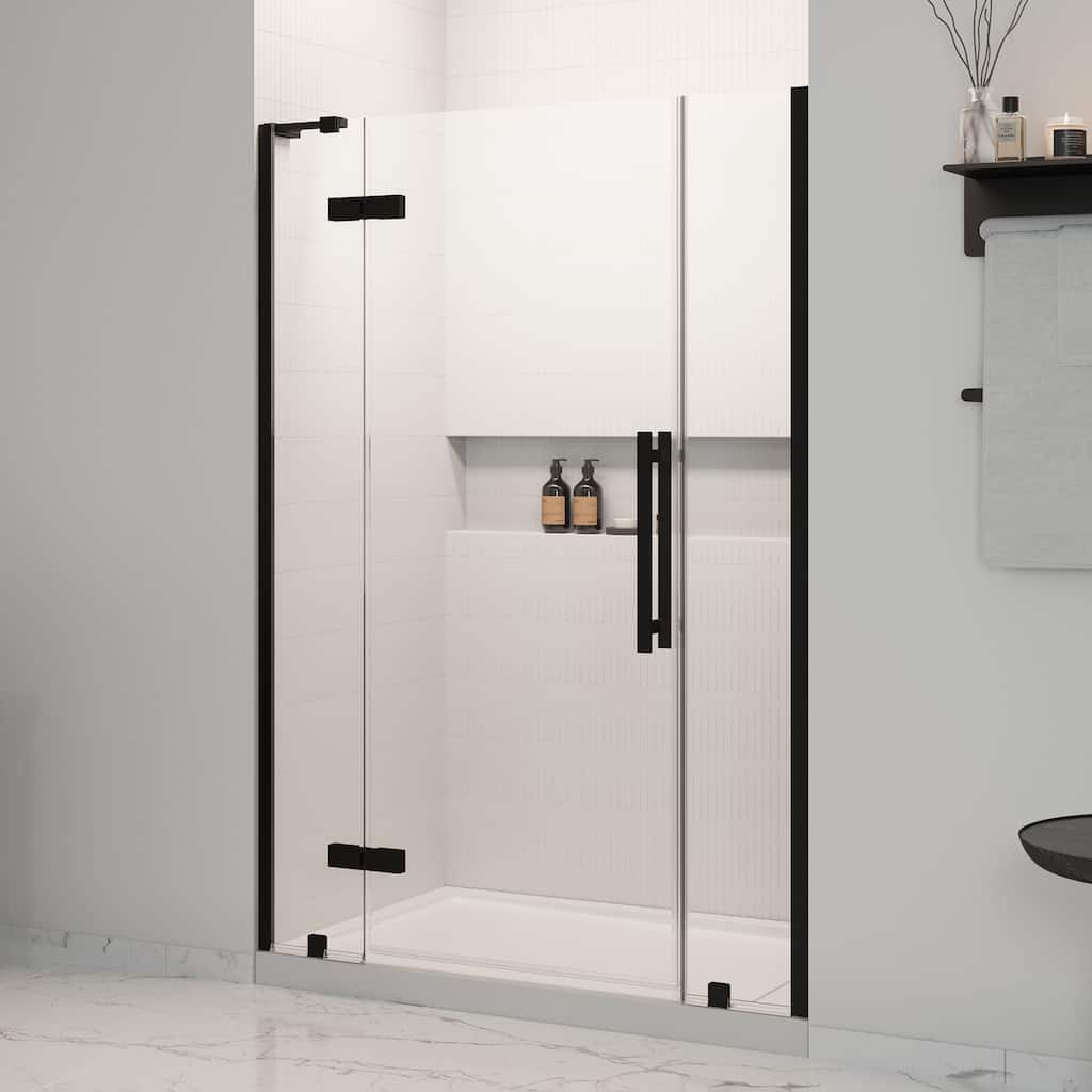 OVE Tampa Alcove Frameless Pivot Hinge Shower Door Kit with Base Pan, 2025